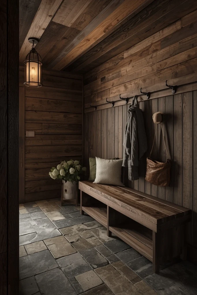 20 Mudroom Entryway Ideas That Are Beautiful Enough to Be a Design Feature 11 The Boho Mudroom with Patterned Baskets and Macramรฉ