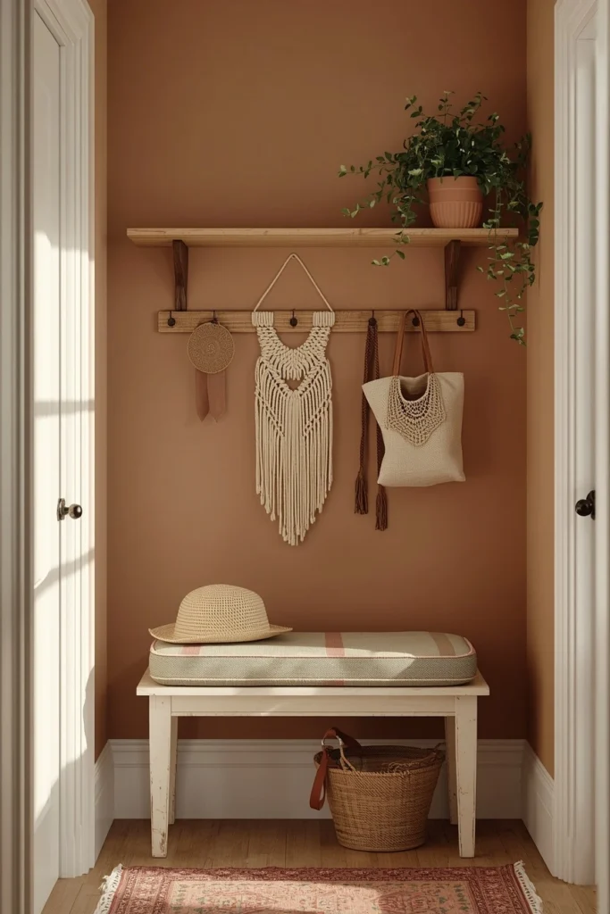 20 Boho Mudroom Ideas That Make Your Entryway Feel Like a Whole Vibe 13 The Plant-Filled Boho Entryway — More Is More