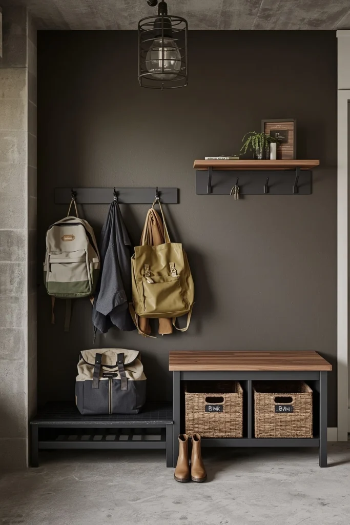 18 Mini Mudroom Ideas That Prove You Don't Need Much Space to Stay Organized 14 The Garage Entry Mini Mudroom
