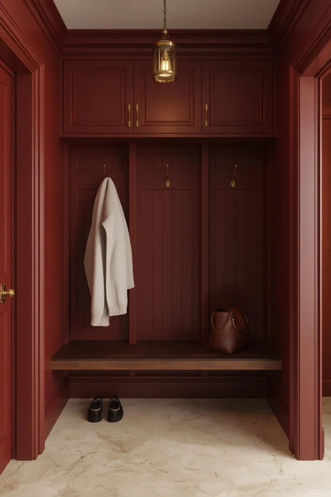 20 Mudroom Entryway Ideas That Are Beautiful Enough to Be a Design Feature 15 Open Shelf Mudroom with Woven Texture Storage