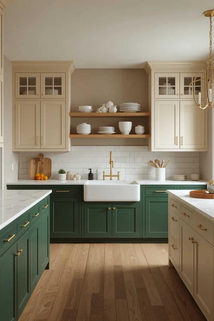 17 Farmhouse Kitchen Ideas That Feel Like a Warm Hug Every Morning 15 Two-Tone Cabinet Farmhouse Kitchen