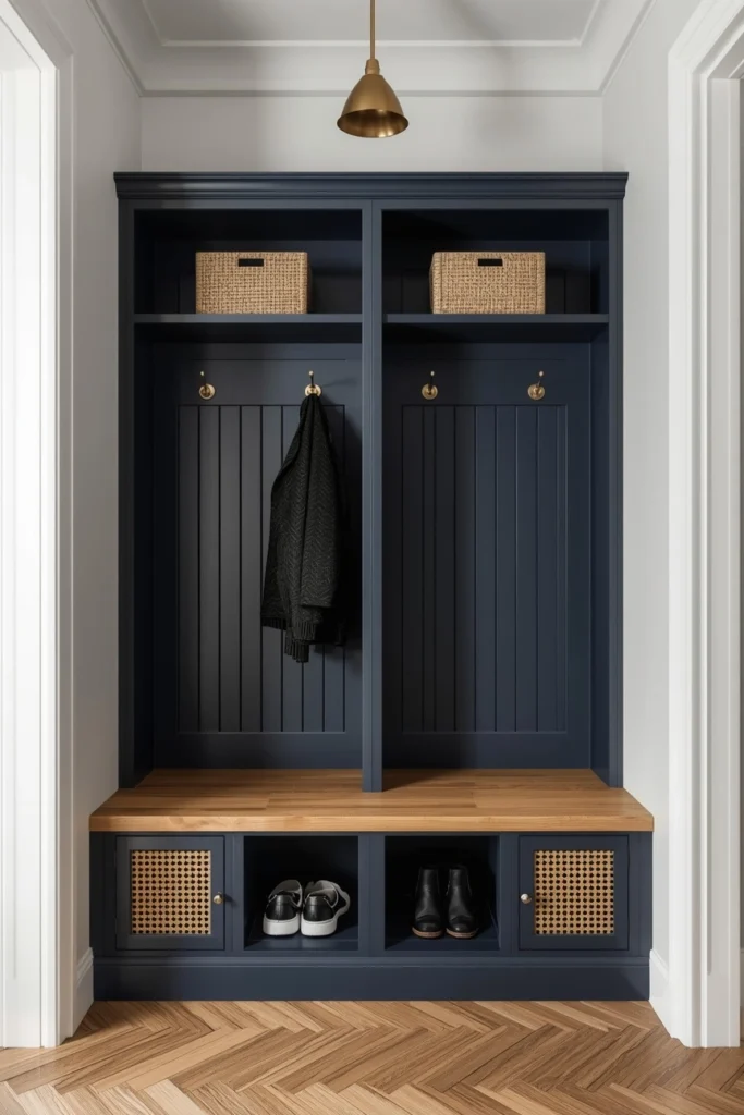 18 Mini Mudroom Ideas That Prove You Don't Need Much Space to Stay Organized 15 Built-In Locker Nook mini mudroom