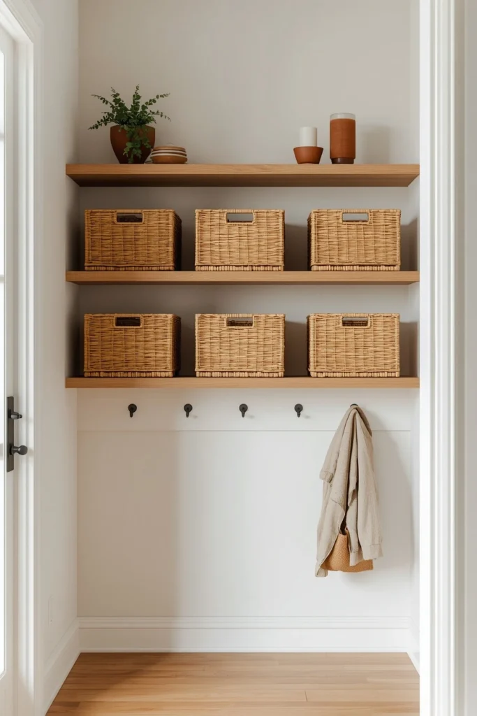 20 Mudroom Entryway Ideas That Are Beautiful Enough to Be a Design Feature 16 Soft Blue Beadboard Mudroom with White Trim