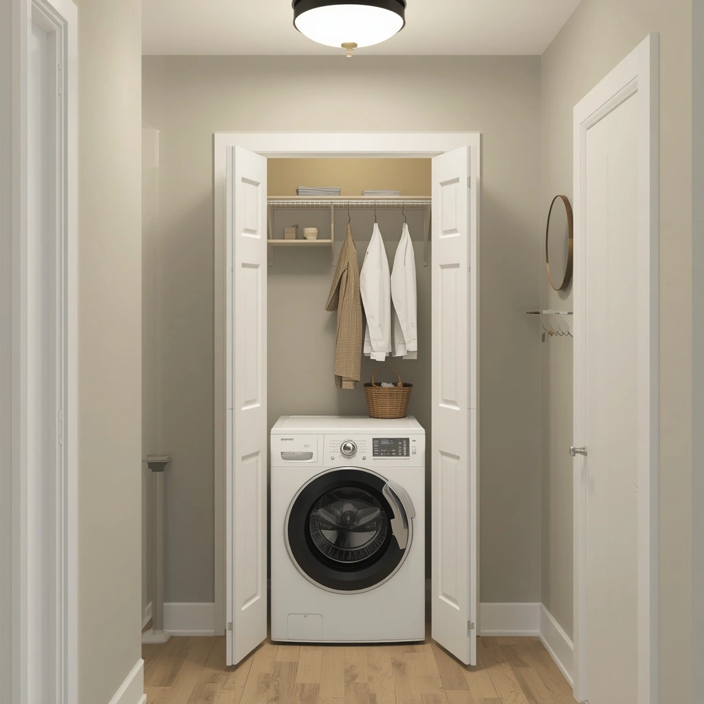 17 Small Mudroom Laundry Combo Ideas That Are Organized, Stylish, and Super Functional 16 The Converted Closet Mudroom Laundry Combo
