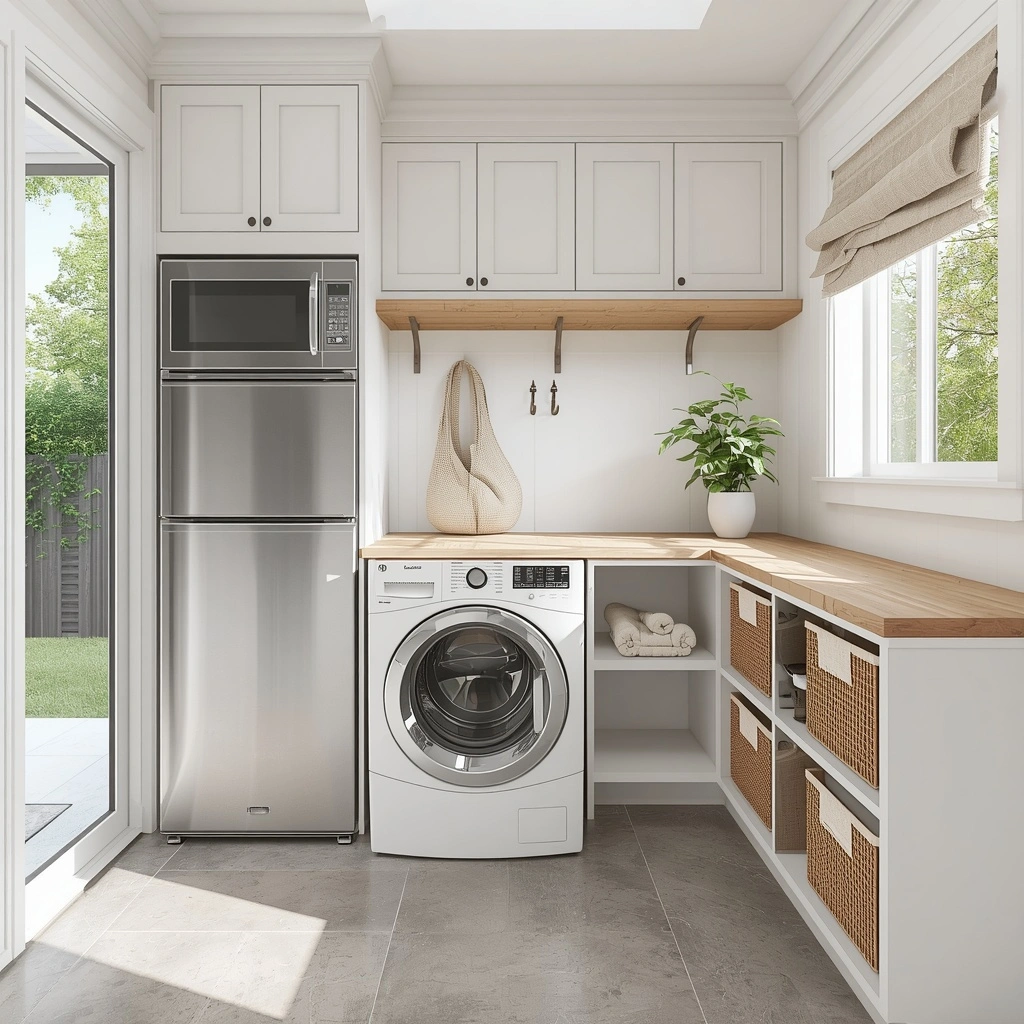 17 Small Mudroom Laundry Combo Ideas That Are Organized, Stylish, and Super Functional 17 The Outdoor-Adjacent Mudroom Laundry Combo