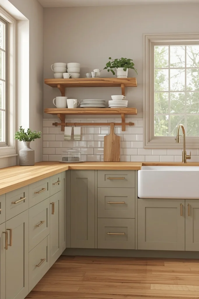 17 Farmhouse Kitchen Ideas That Feel Like a Warm Hug Every Morning 3 Sage Green Cabinets farmhouse kitchen