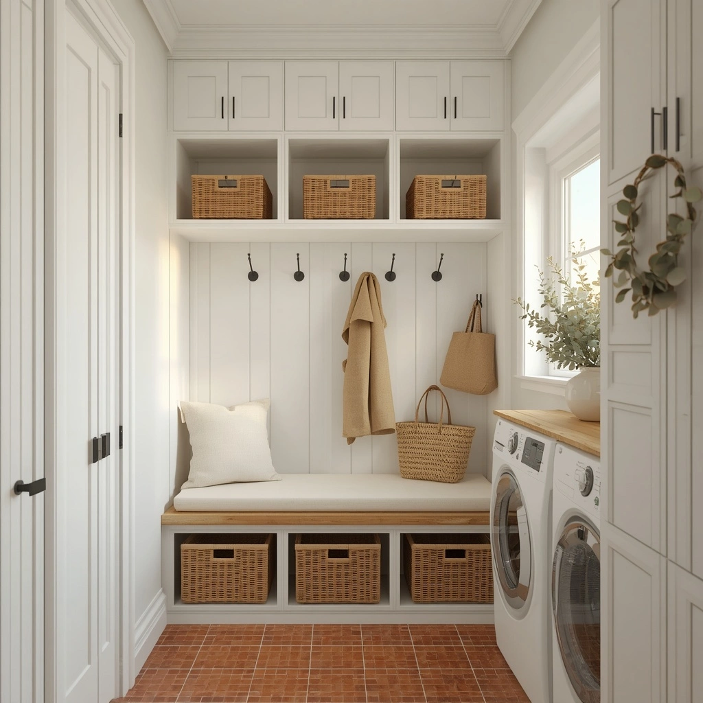 17 Small Mudroom Laundry Combo Ideas That Are Organized, Stylish, and Super Functional 24 laundry combo with sitting mudroom area