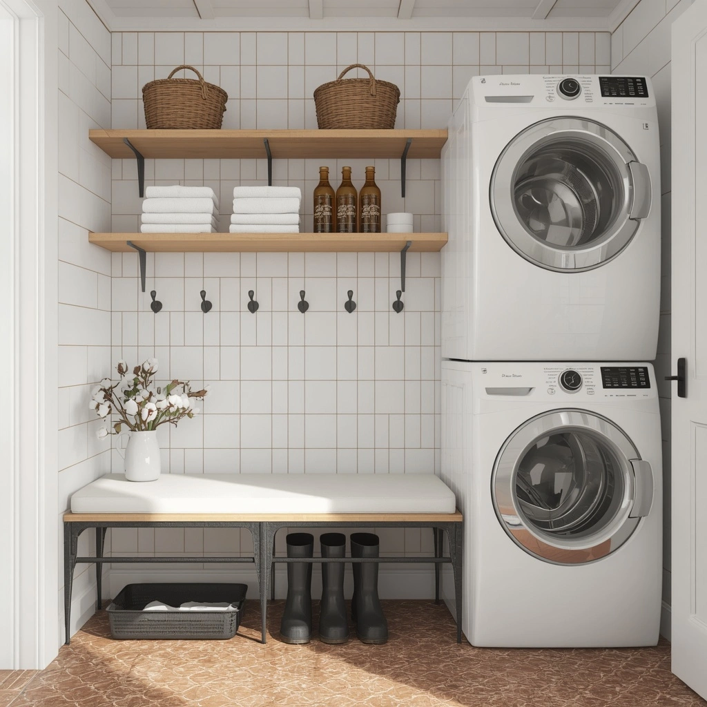 17 Small Mudroom Laundry Combo Ideas That Are Organized, Stylish, and Super Functional 6 The Farmhouse Shiplap Station in a laundry mudroom