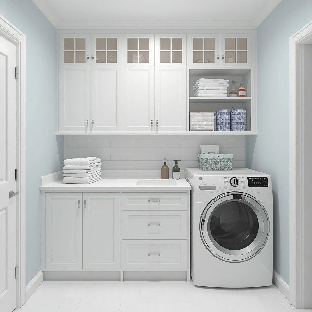 17 Small Mudroom Laundry Combo Ideas That Are Organized, Stylish, and Super Functional 7 The Bench-Top Folding Station in laundry mudroom