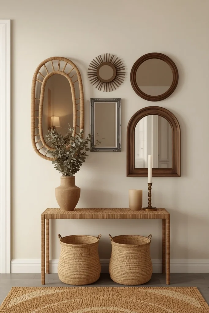 20 Boho Mudroom Ideas That Make Your Entryway Feel Like a Whole Vibe 10 Desert Boho Mudroom in Sand, Sage, and Terracotta