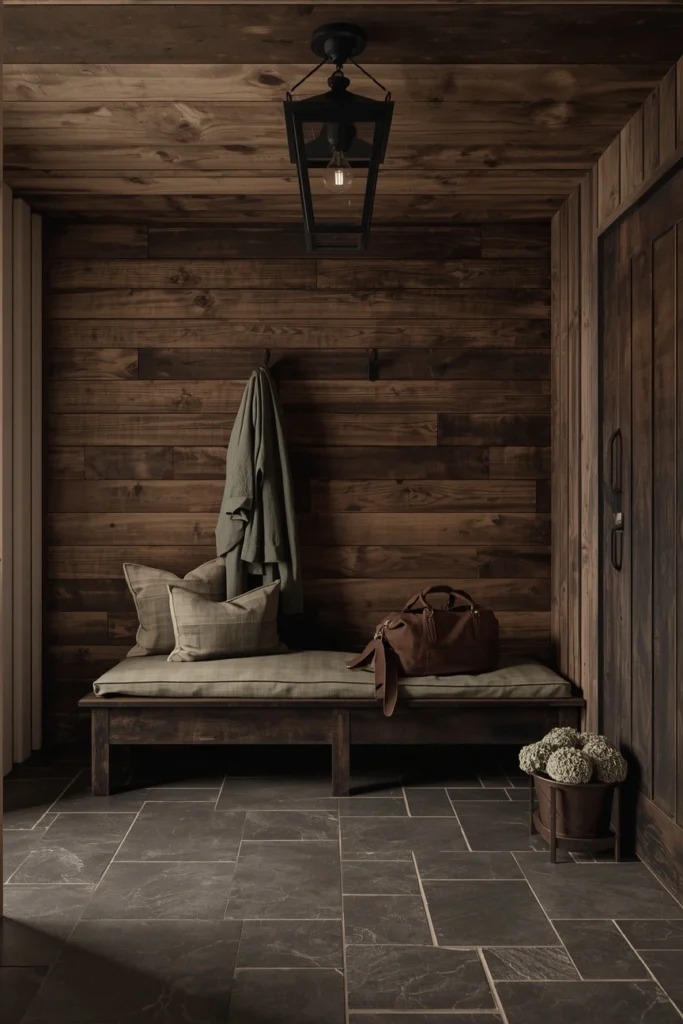 20 Mudroom Entryway Ideas That Are Beautiful Enough to Be a Design Feature 10 mudroom entryway Rustic Stone Floor