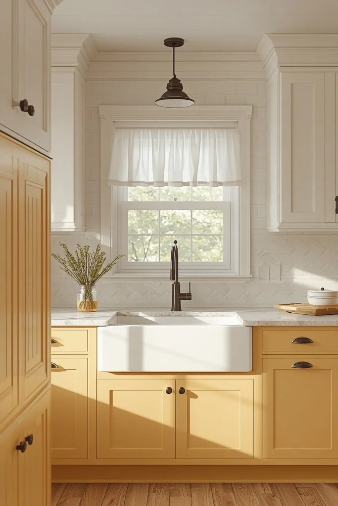17 Farmhouse Kitchen Ideas That Feel Like a Warm Hug Every Morning 10 Butter Yellow Farmhouse Kitchen