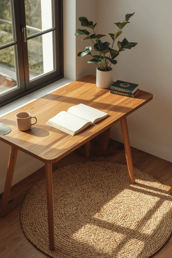 17 Cozy Study Space Ideas That Make Focusing Feel Effortless & Enjoyable 2 study space, featuring a solid warm wood desk