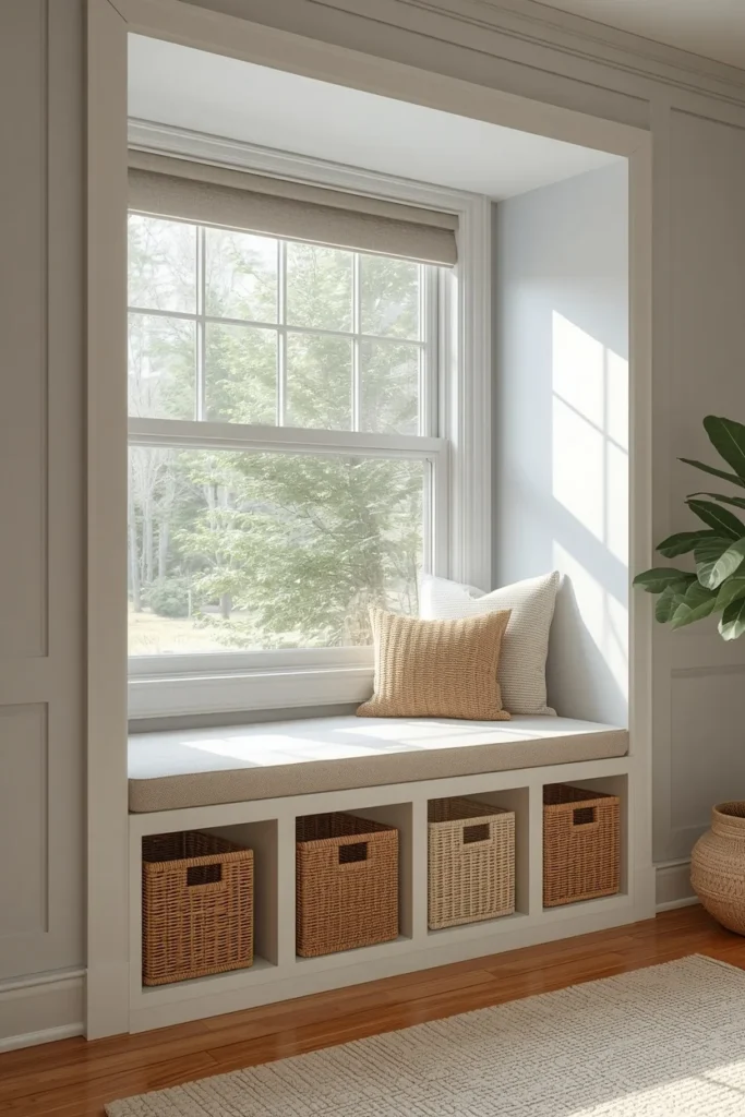 18 IKEA Hack Ideas That Turn Basic Furniture Into Designer Pieces 11 a row of IKEA KALLAX units built into a window seat