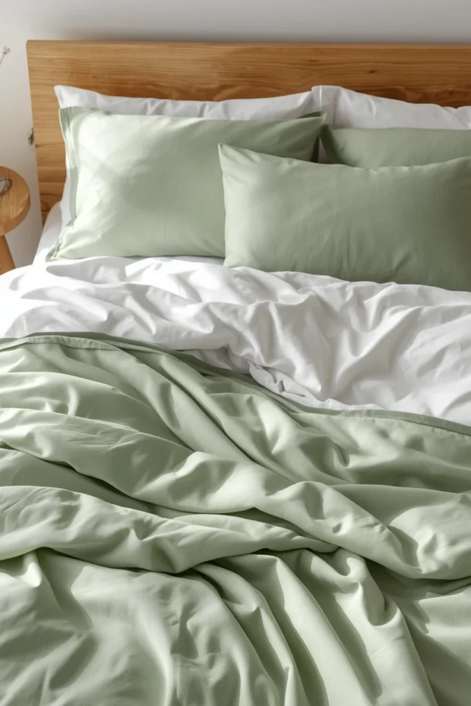 21 Summer Bedding Ideas That Make Your Bed Look Fresh & Resort-Ready 11 Sage Green Bamboo Viscose Duvet