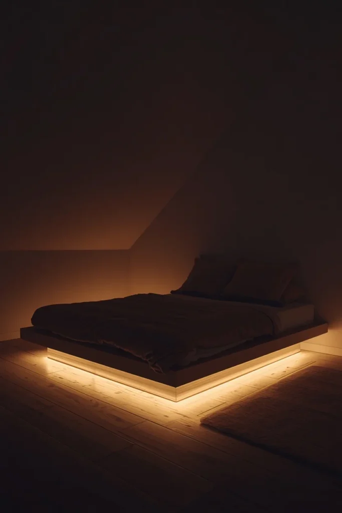 19 Attic Bedroom Ideas That Turn Forgotten Space Into a Dreamy Hideaway 12 attic bedroom nighttime shot,