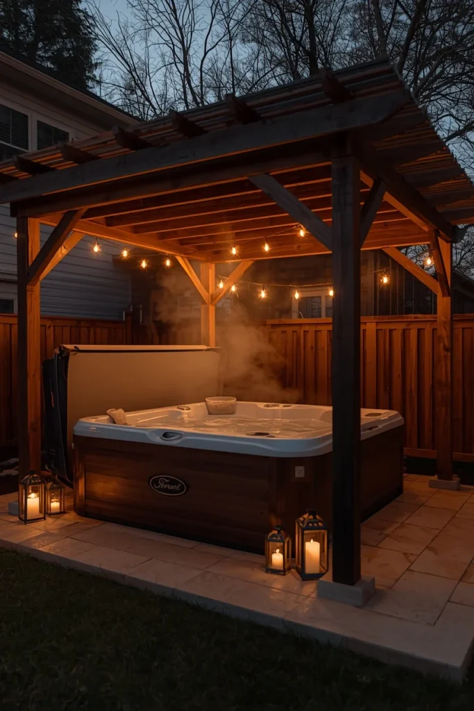 18 Backyard Gazebo Ideas That Create the Most Beautiful Outdoor Escape 12 backyard, featuring a hot tub sheltered