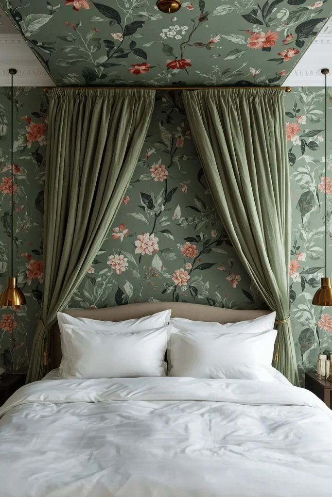 19 Bedroom Wallpaper Designs That Instantly Make Your Space Feel Dreamy 12 aesthetic curtain wallpaper bedroom