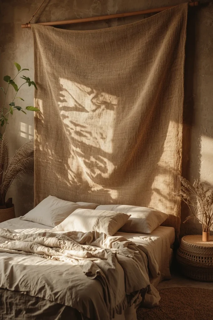 19 Renter-Friendly Bedroom Ideas That Feel Like a Real Home, Not a Rental 12 Tapestry Headboard Wall Hanging