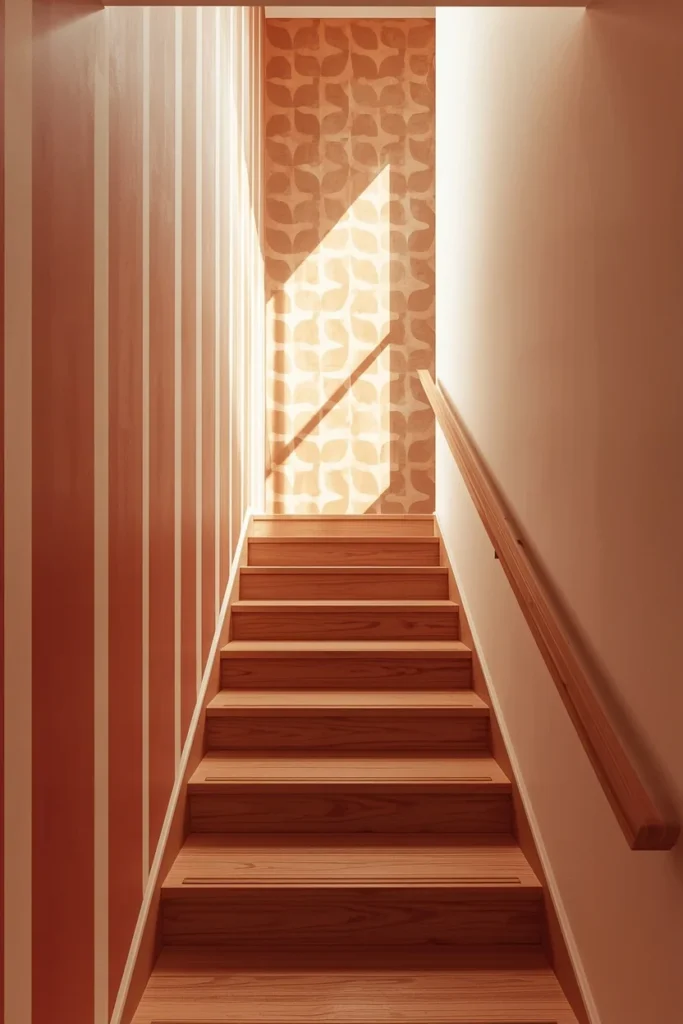 18 Staircase Ideas That Turn a Functional Feature Into a Stunning Design Statement 12 staircase, featuring a bold large-scale patterned wallpaper