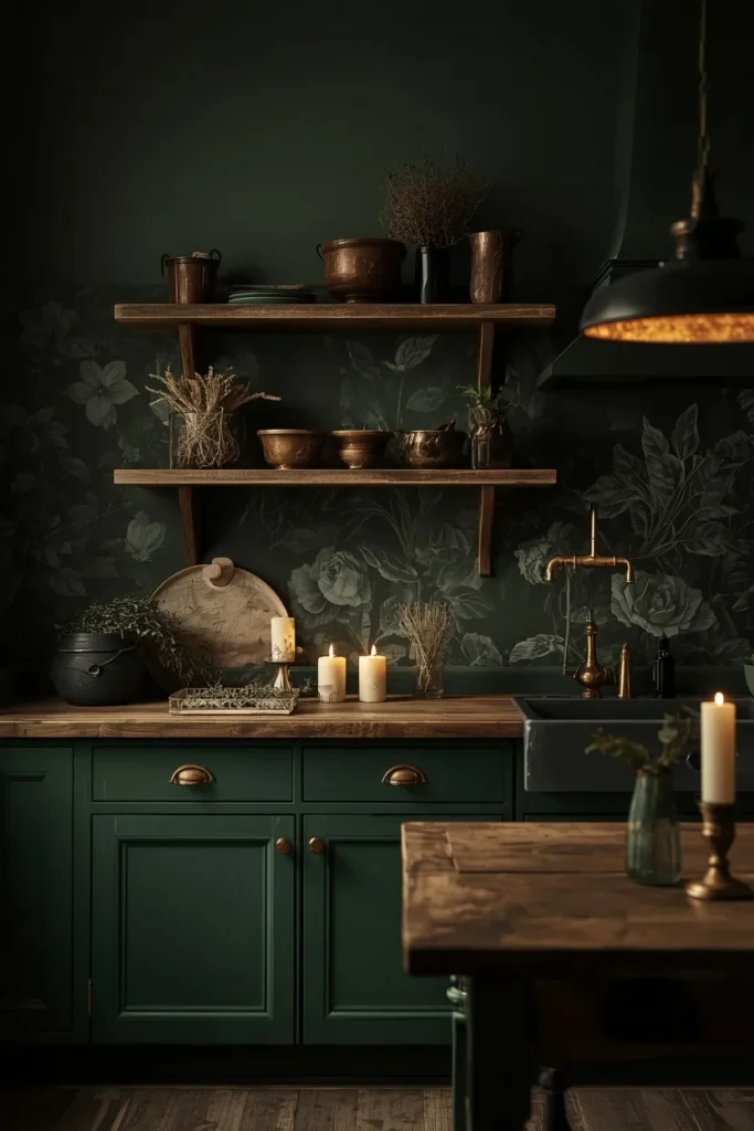 18 Cottagecore Kitchen Ideas That Make Cooking Feel Like a Fairy Tale 13 The Dark Cottagecore Kitchen