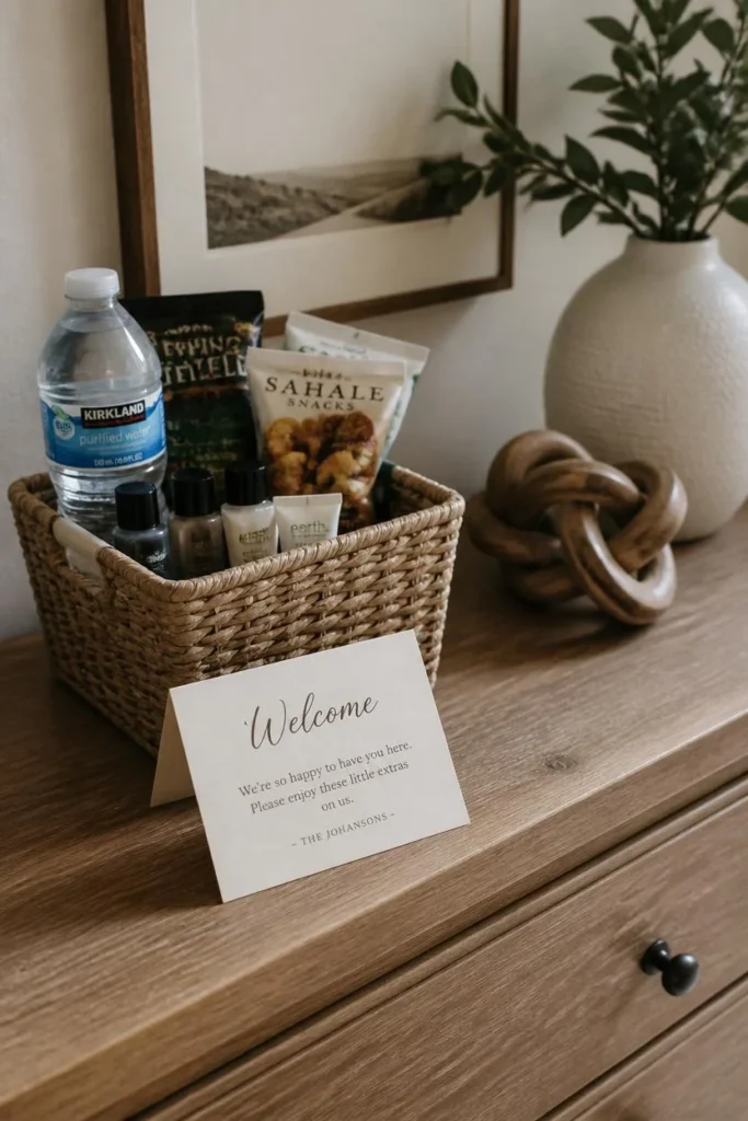 17 Guest Bedroom Ideas That Will Make Every Visitor Never Want to Leave 13 guest bedroom dresser, featuring a small woven basket