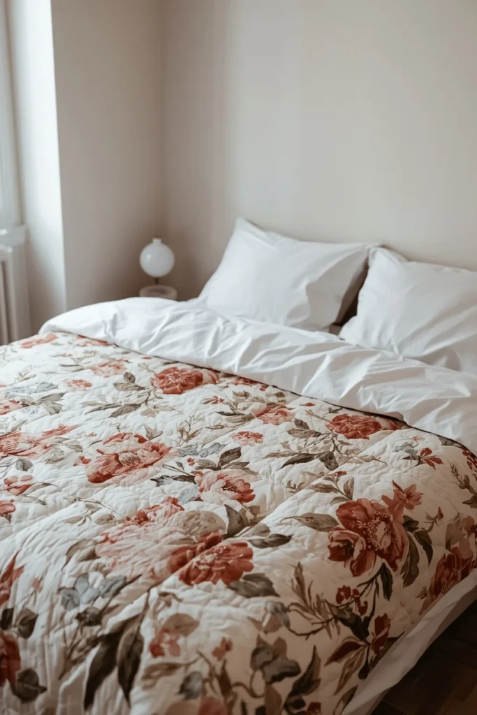 21 Summer Bedding Ideas That Make Your Bed Look Fresh & Resort-Ready 13 Large-Scale Floral Quilt