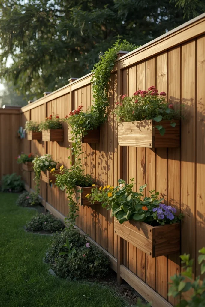 17 Wood Privacy Fence Ideas That Are Beautiful, Functional & Totally Chic 13 small backyard exterior, featuring a wood privacy fence