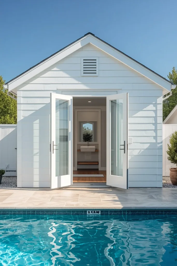 17 Backyard Pool House Ideas That Are Stylish, Functional & Totally Dreamy 14 converted detached garage pool house