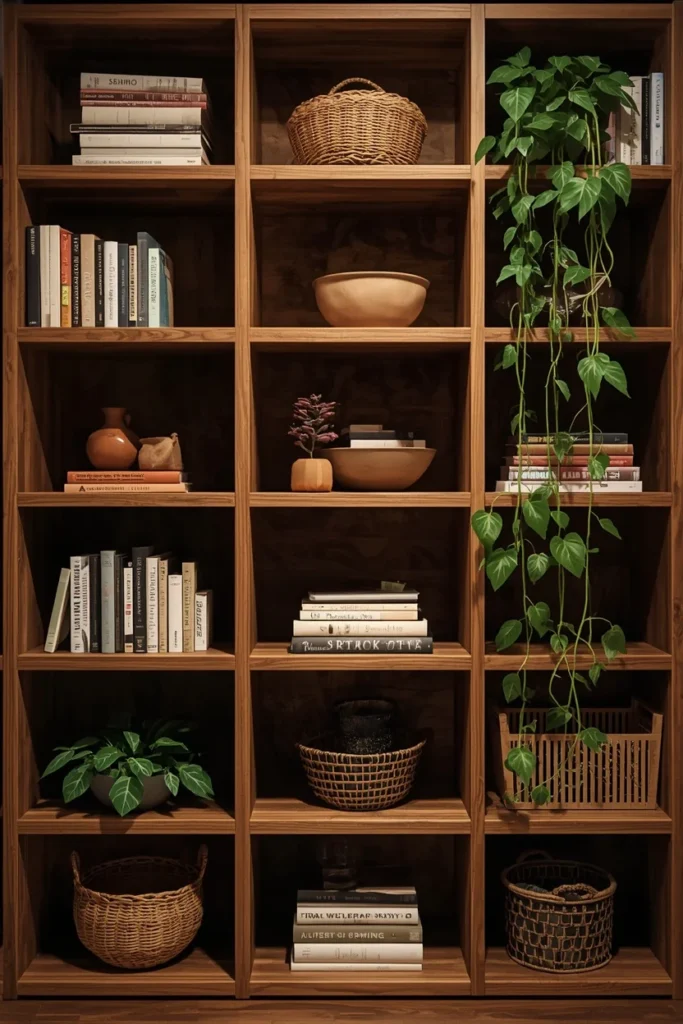 24 Basement Ideas That Transform the Most Overlooked Space Into Your Favorite Room 18 asement floor-to-ceiling shelving wall