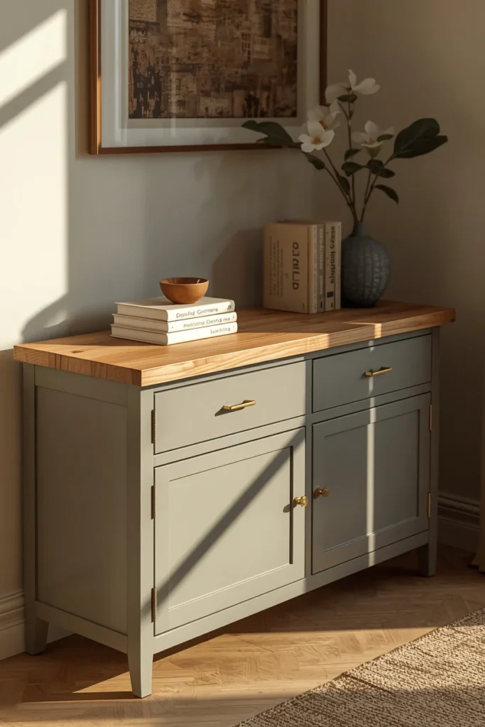 18 IKEA Hack Ideas That Turn Basic Furniture Into Designer Pieces 14 IKEA sideboard base topped with a solid butcher block wood slab,