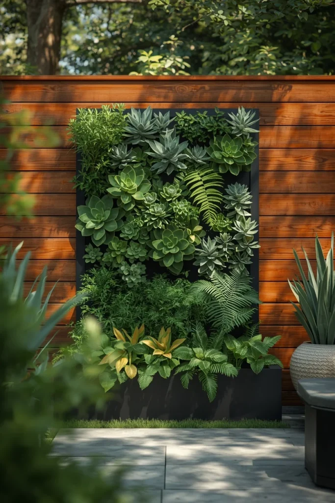 17 Wood Privacy Fence Ideas That Are Beautiful, Functional & Totally Chic 14 backyard patio exterior, featuring a wood privacy fence