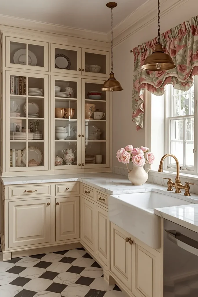 19 Kitchen Aesthetic Ideas So Good You'll Want to Renovate Tomorrow 15 grandmillennial kitchen aesthetic, cream painted inset cabinetry