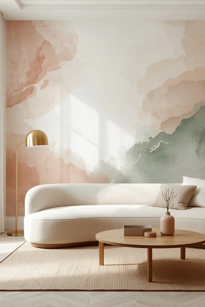 18 Living Room Wallpaper Ideas That Are Bold, Beautiful & Conversation-Starting 15 Abstract Watercolor Mural living room
