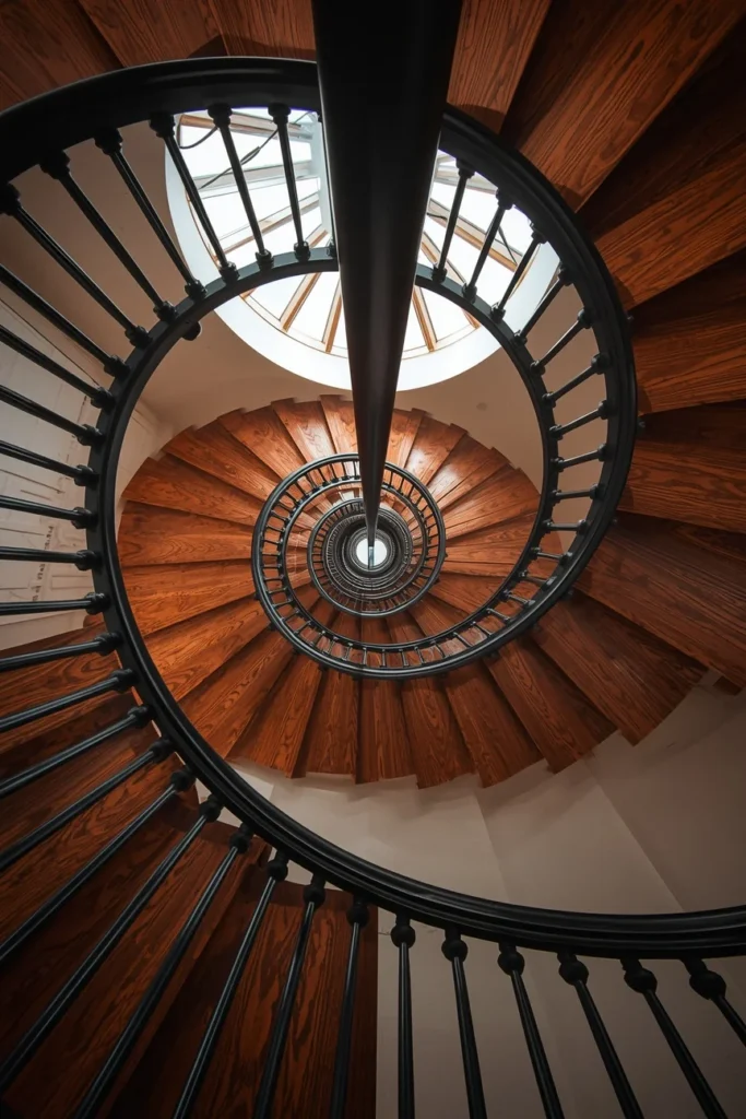 18 Staircase Ideas That Turn a Functional Feature Into a Stunning Design Statement 15 spiral staircase, featuring a black steel structure winding