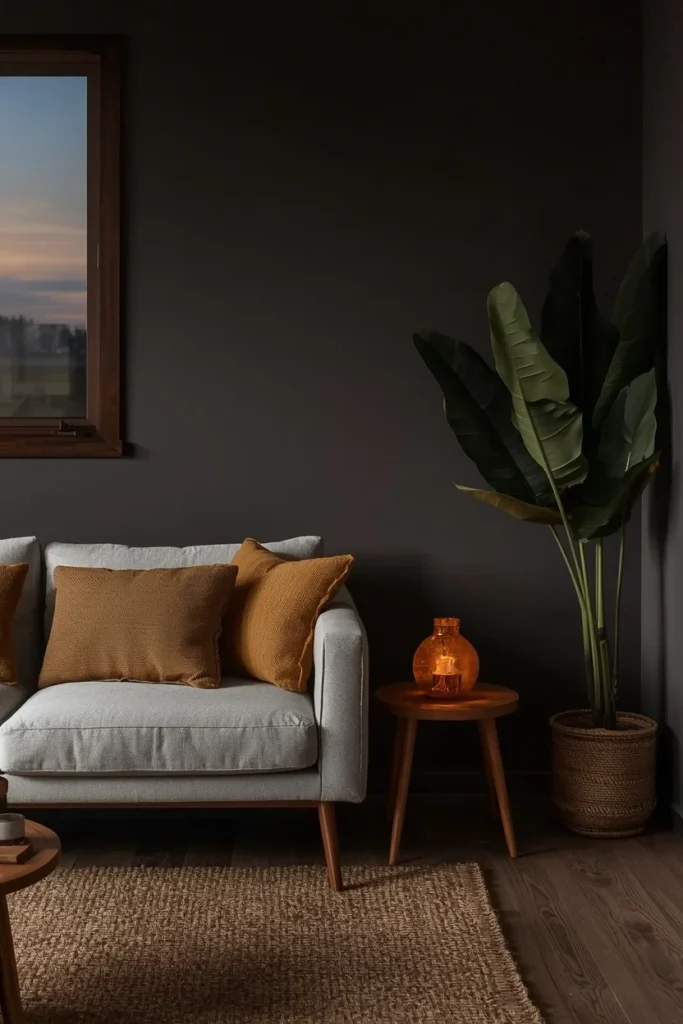 25 Japandi Living Room Designs That Are Minimalist, Peaceful & Stunning 16 cozy dark japandi living room
