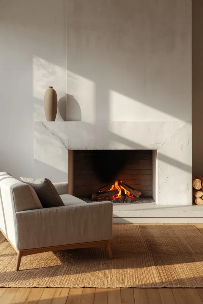 25 Japandi Living Room Designs That Are Minimalist, Peaceful & Stunning 17 The Japandi Fireplace Room