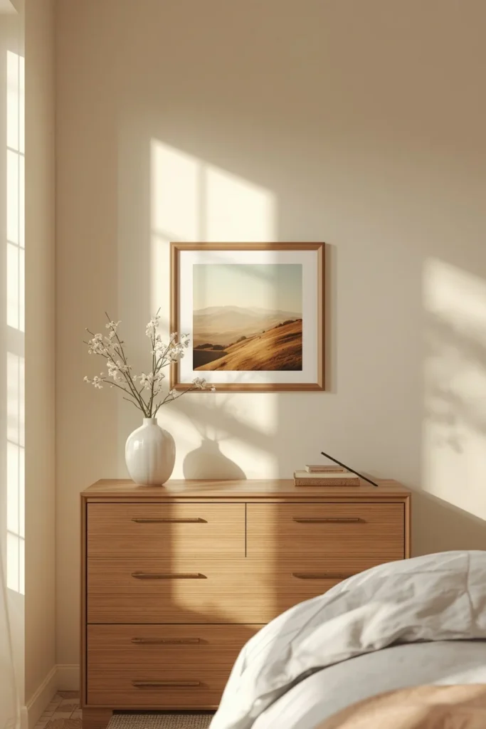 17 Guest Bedroom Ideas That Will Make Every Visitor Never Want to Leave 18 guest bedroom, featuring a single framed local landscape print