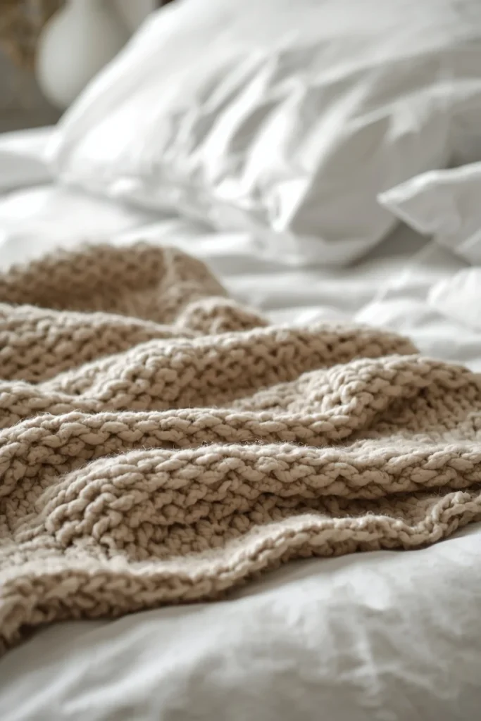 21 Summer Bedding Ideas That Make Your Bed Look Fresh & Resort-Ready 18 Folded Throw Blanket at the Foot for Texture
