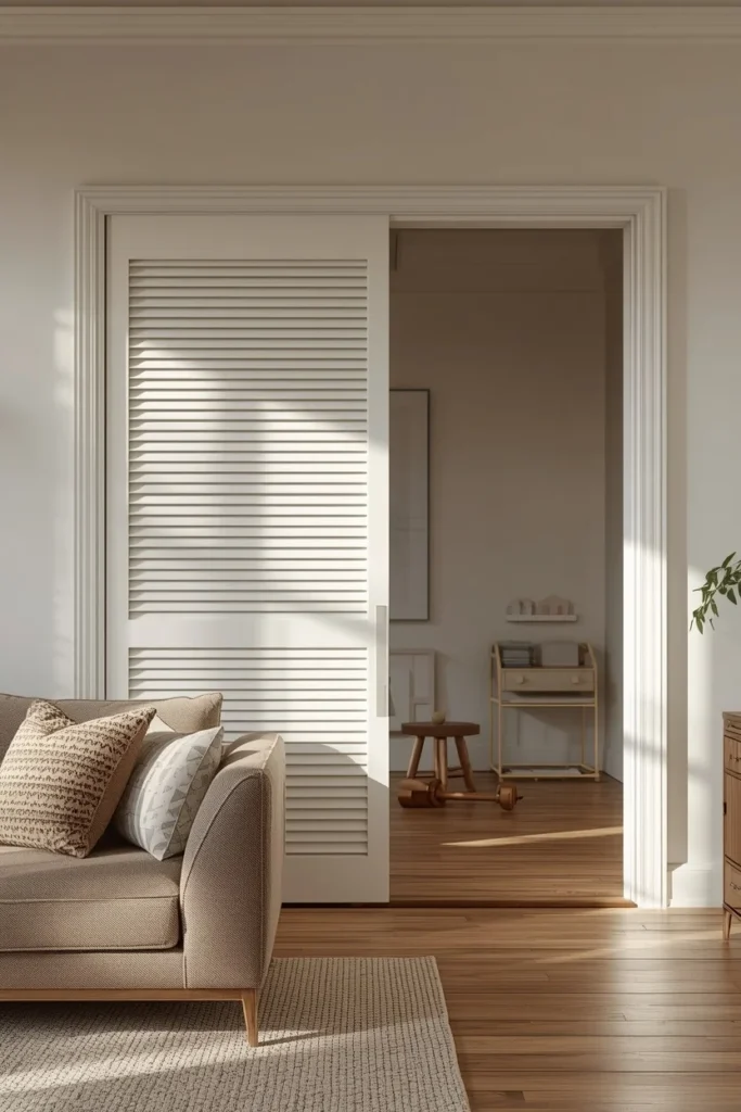 24 Family Room Ideas That Are Stylish Enough for Adults, Fun for Kids 19 family room, featuring a louvered sliding divider