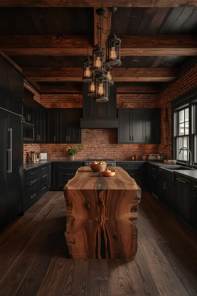 19 Kitchen Aesthetic Ideas So Good You'll Want to Renovate Tomorrow 19 dark rustic kitchen aesthetic, matte black floor-to-ceiling cabinetry