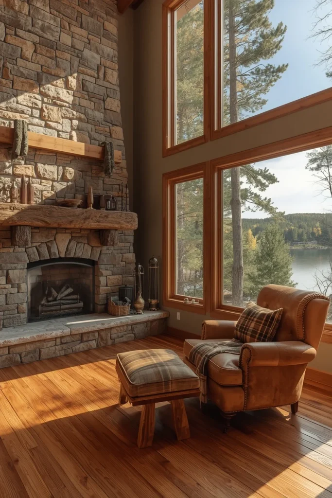 20 Summer House Interior Ideas That Are Bright, Breezy & Beautifully Relaxed 20 lake house living room, featuring warm hickory wood flooring,