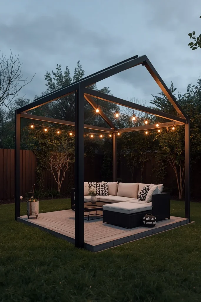 18 Backyard Gazebo Ideas That Create the Most Beautiful Outdoor Escape 3 a modern black powder-coated steel gazebo