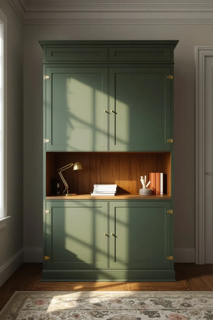 18 IKEA Hack Ideas That Turn Basic Furniture Into Designer Pieces 3 a hacked IKEA BILLY bookcase with flip-down cabinet doors