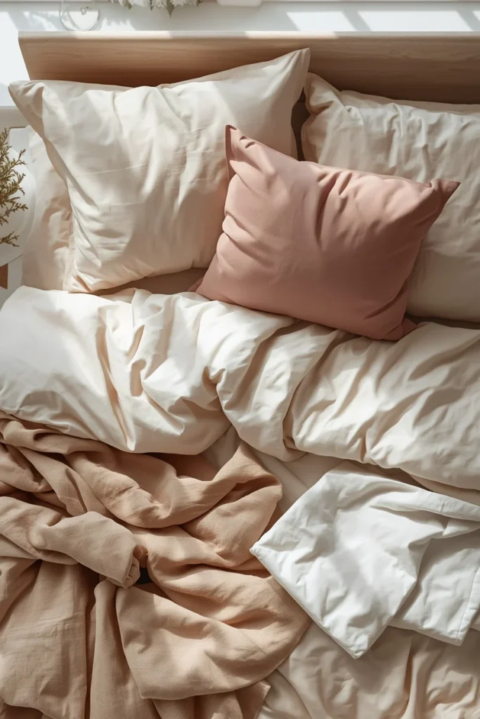 21 Summer Bedding Ideas That Make Your Bed Look Fresh & Resort-Ready 3 Warm Neutral Palette summer bedding