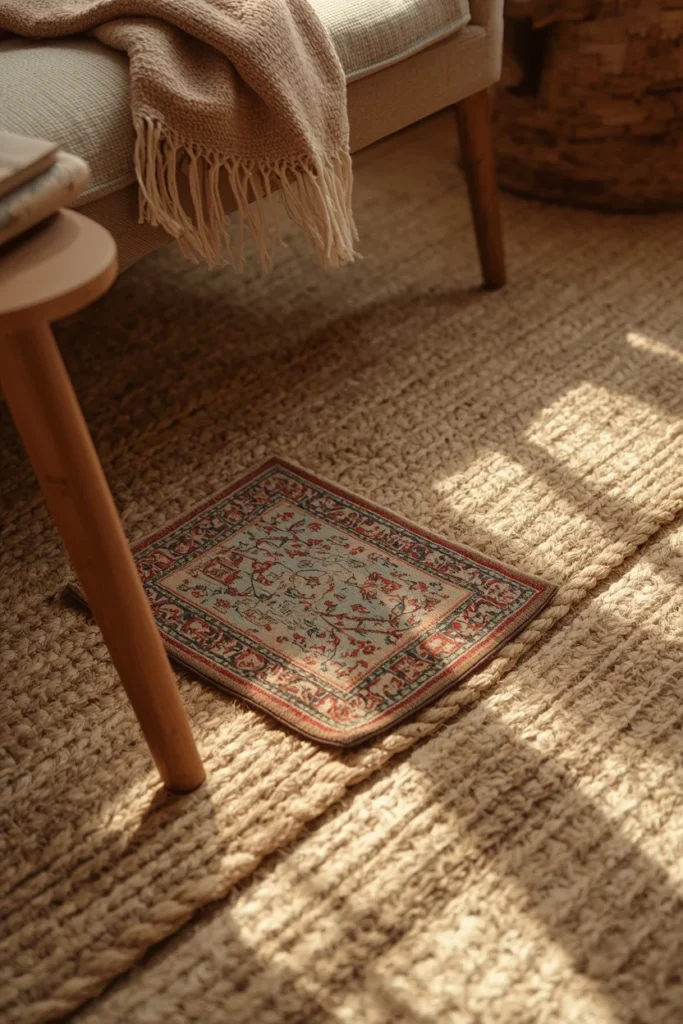 25 She Shed Interior Ideas That Create the Ultimate Personal Retreat 23 she shed interior, featuring a small worn vintage-pattern rug