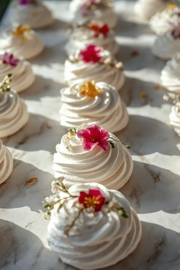 24 Summer Tablescape Ideas That Are Fresh, Colorful & Totally Stunning 24 summer dessert table featuring small individual pavlovas