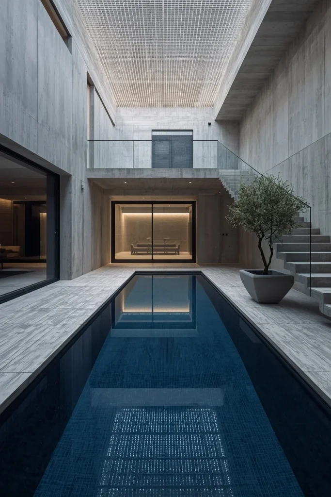 23 Modern Indoor Pool Designs That Are Pure Luxury Right Inside Your Home 25 architectural statement indoor pool,