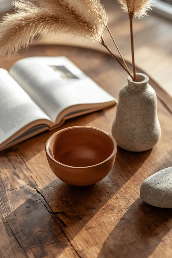 25 Japandi Living Room Designs That Are Minimalist, Peaceful & Stunning 4 Earthy Japandi — Terracotta Accent Edition