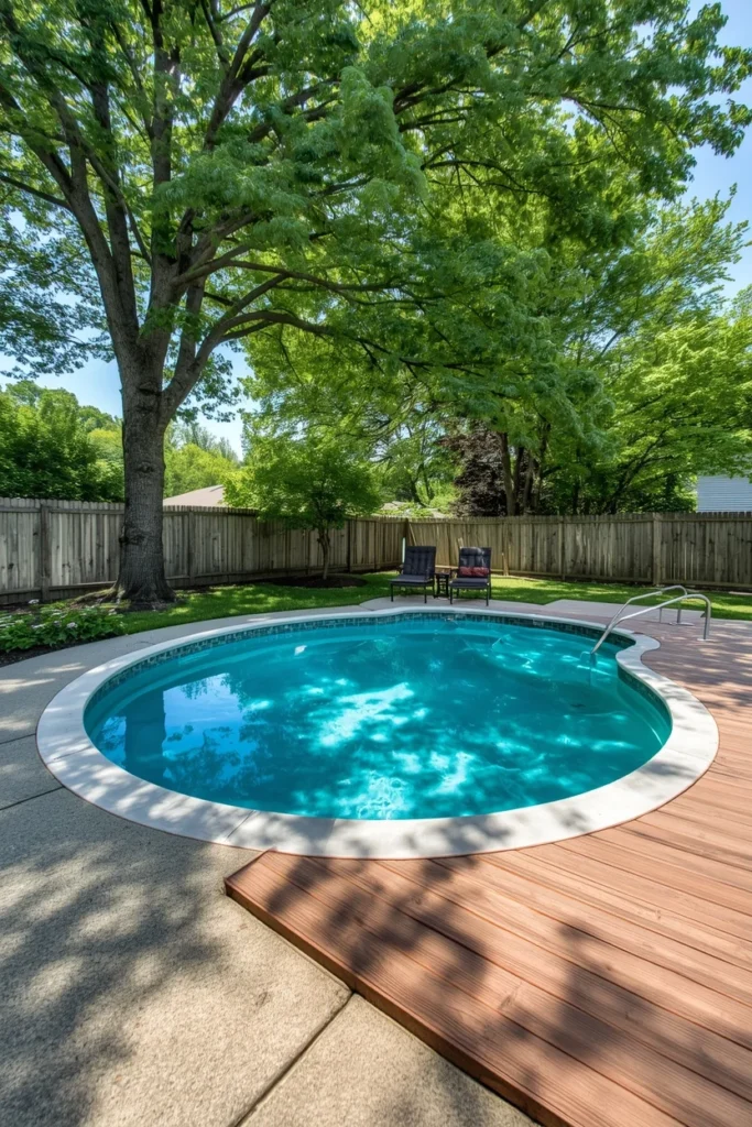 16 Above Ground Pool Ideas That Look Just as Gorgeous as In-Ground Ones 4 Above ground round pool with a partial side deck